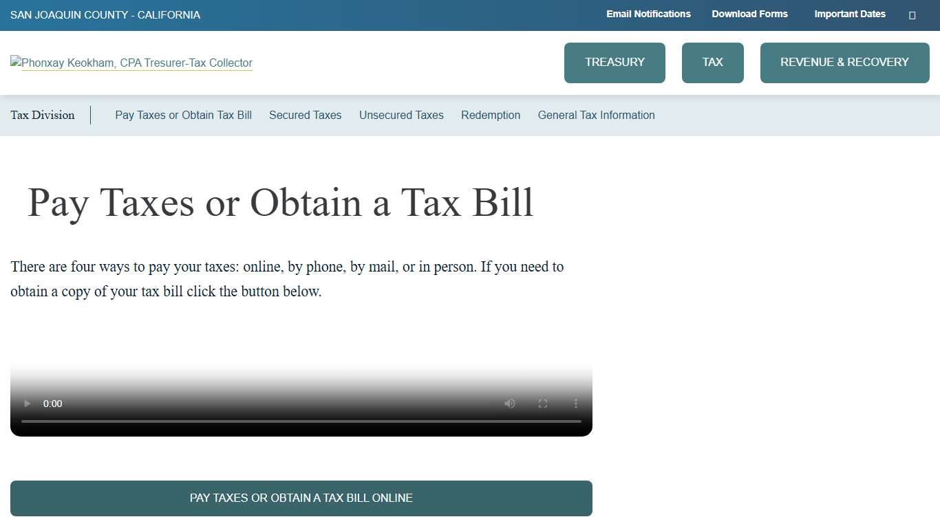 Pay Taxes or Obtain Tax Bill sjgov.org